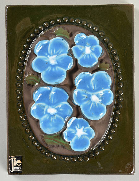 Floral Plaques Light Blue Pansies - No Box