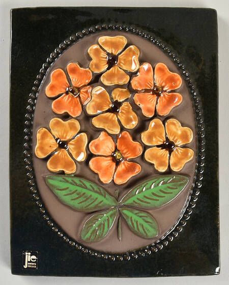 Floral Plaques Orange And Gold Flowers - No Box
