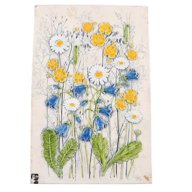 Floral Plaques Blue, Yellow, & White Flowers - No Box