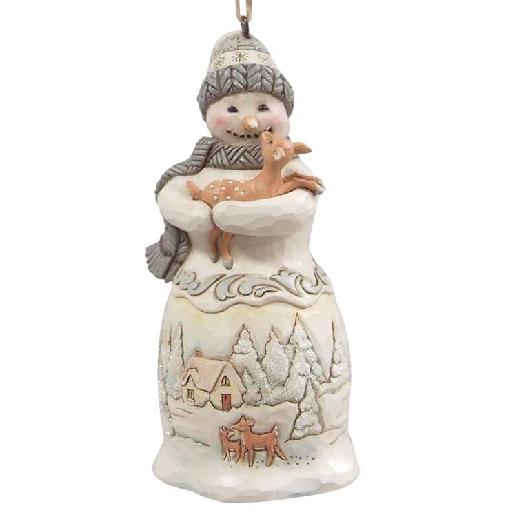 White Woodland Snowman Ornaments by Jim Shore