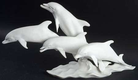 Dolphins Dolphins Group 4-White Bisque - No Box