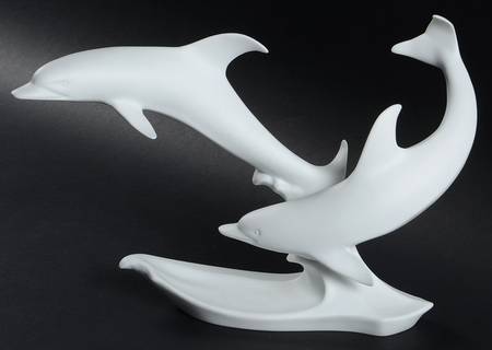 Dolphins Dolphin-Pair (White Bisque) - Boxed