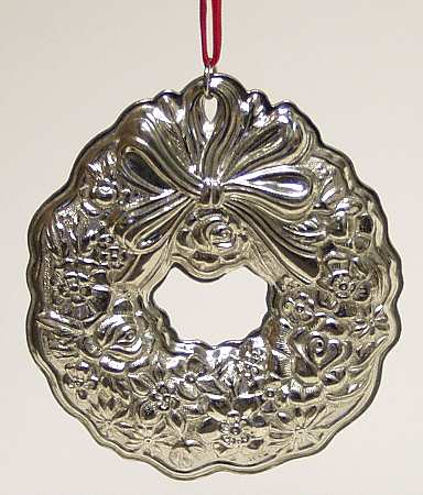 Christmas Ornament Repousse Wreath-Pewter - Boxed
