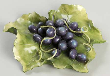 Katherine Houston Figurines & Giftware Purple Grapes On Leaf - No Box