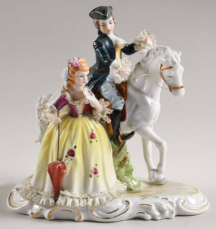 KPM Figurines Man On Horse Beside Woman - No Box