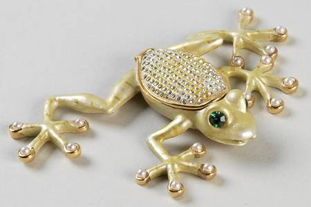 Jeweled Trinket Boxes Frog Box With Necklace - Boxed