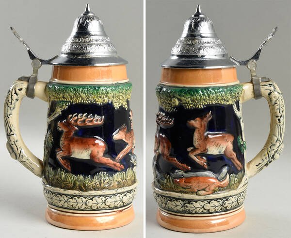 King-Werk Beer Stein Raised Relief Running Deer - No Box