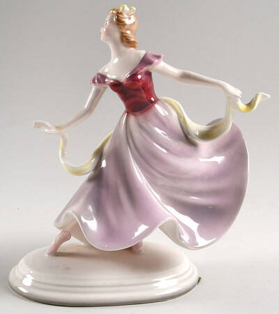 Ceramic Art Figurines Dancer With Scarf - No Box