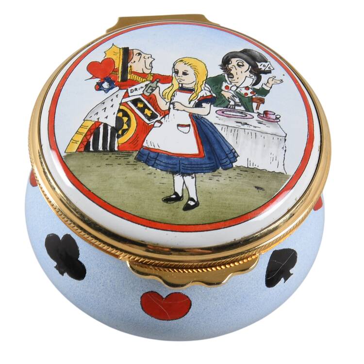 Kingsley Enamels Boxes Alice, Mad Hatter & Queen Of Hearts - Boxed