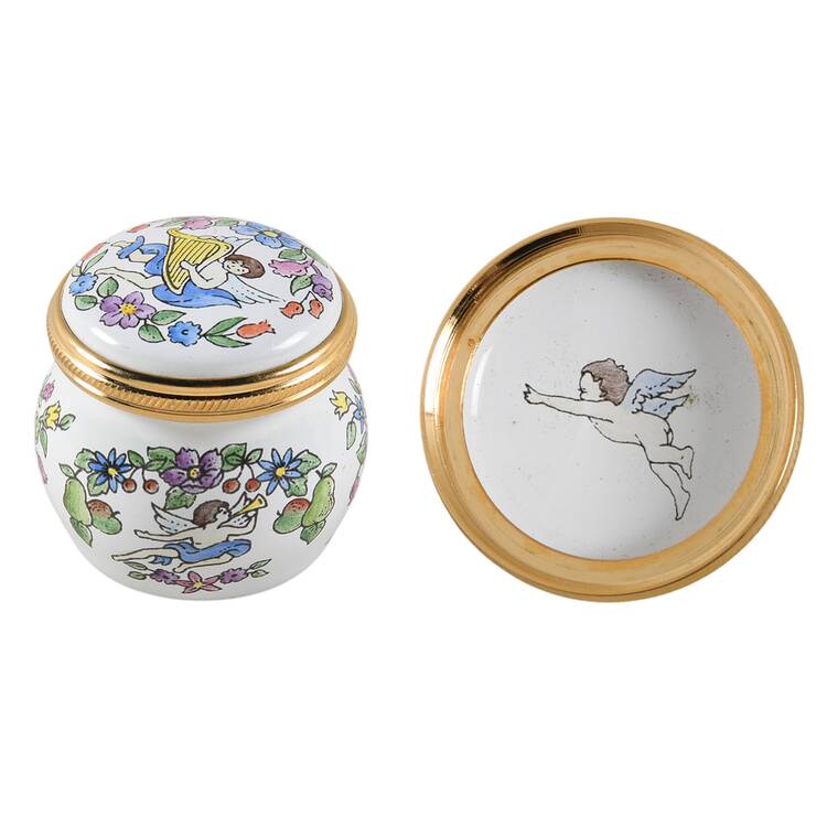 Kingsley Enamels Boxes Cherub With Harp - No Box 42