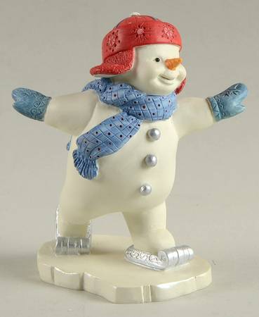Lenox Figurines Snowy Skater-Snowman In Red Hat - Boxed