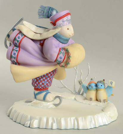 Lenox Figurines Snowflake On Ice-Rabbit Skating - No Box