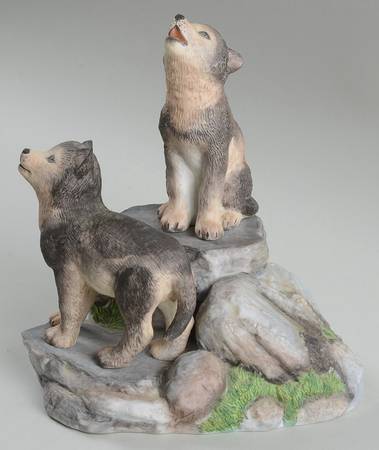 Lenox Figurines Wolf Pup Den-Three Piece Set - No Box