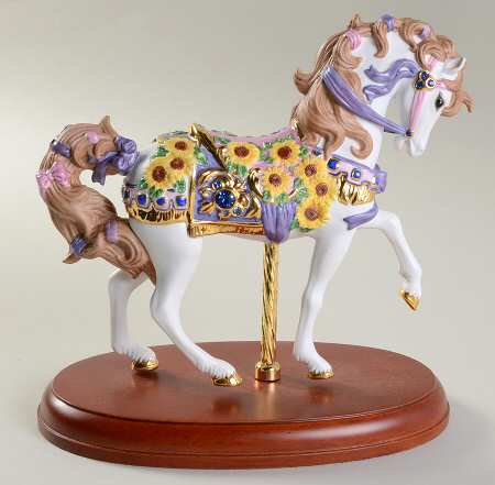 Carousel Animals Sapphires And Sunflowers Carousel Horse - Boxed