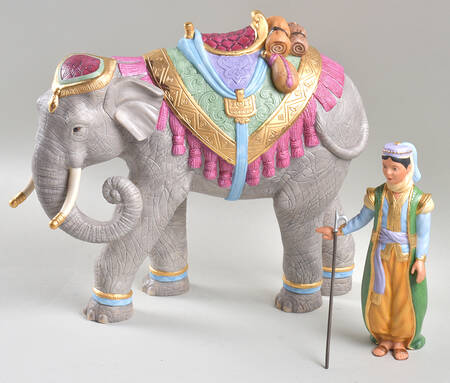 Renaissance Nativity Elephant And Driver-Set Of 2 - Boxed