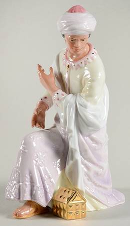 Renaissance Nativity King Kneeling-Pastel Glaze - No Box