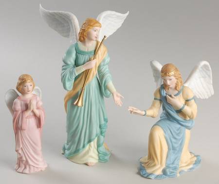 Renaissance Nativity Angels In Adoration-Set Of 3 - Boxed