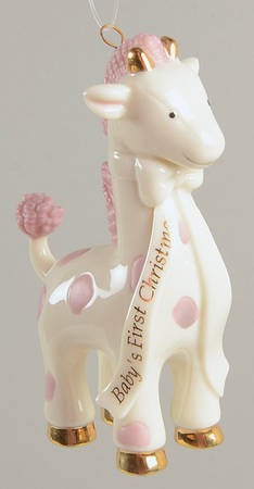 Lenox Christmas Ornament Giraffe-Pink - Boxed