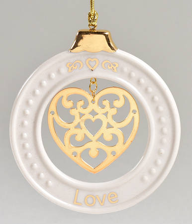 Lenox Christmas Ornament Love-Gold Pierced Heart - No Box