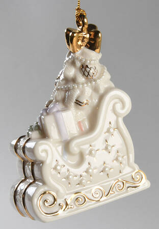 Lenox Christmas Ornament Sleigh-Gold Club - With Box Bx341