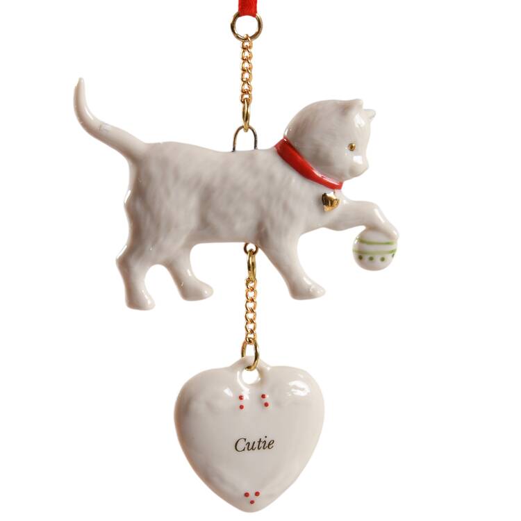 Lenox Christmas Ornament Playful Cat-Cutie - With Box Bx390