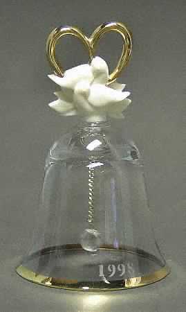 Lenox Christmas Ornament Crystal Bell W/Dove Pair   - Boxed