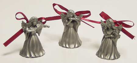Lenox Christmas Ornament Set Of 3 Mini Angel Bells-Pewter - Boxed