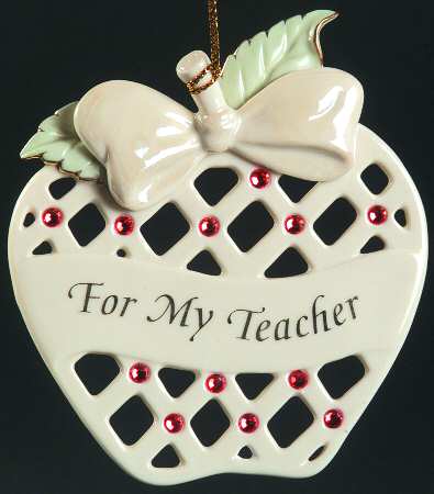 Lenox Christmas Ornament For My Teacher-Apple With Red Stones - Boxed