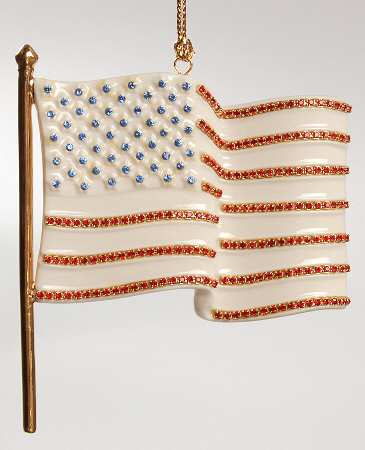 Lenox Christmas Ornament Jeweled Flag - Boxed
