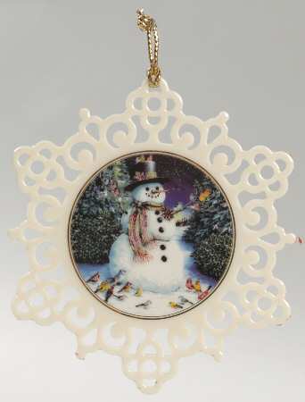 Lenox Christmas Ornament Winter Gathering-Snowman With Birds - No Box
