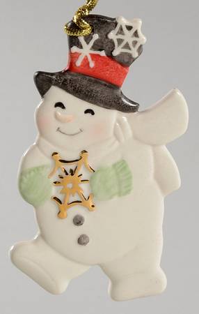 Lenox Christmas Ornament Snowman With Snowflake-Flat - No Box