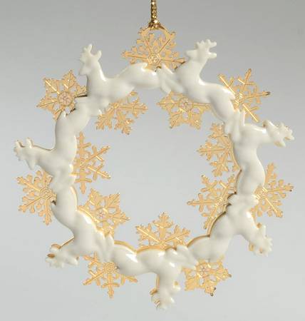 Lenox Christmas Ornament Reindeer Wreath - No Box