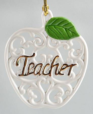 Lenox Christmas Ornament Teacher Pierced Apple - No Box