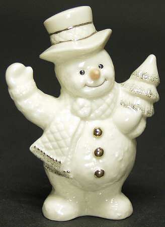 Lenox Christmas Figurine Snowman Waving With Tree Ivory - No Box