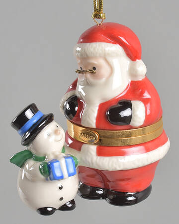 Hinged Box Christmas Ornaments Santa & Snowman - No Box