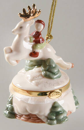 Hinged Box Christmas Ornaments Reindeer - Boxed