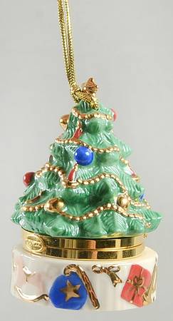 Hinged Box Christmas Ornaments Tree-Red Candles  - Boxed