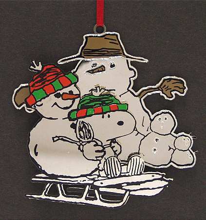 Peanuts Ornament Snoopy And Snowman - No Box
