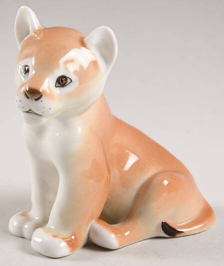Lomonosov Figurines Lion Cub Sitting - With Box