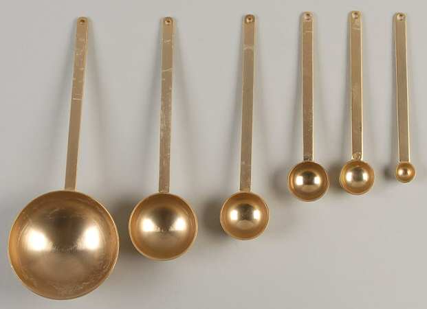 Birds and Blossoms-Spice Jars Brass Finished Measuring Spoons - Measuring Set
