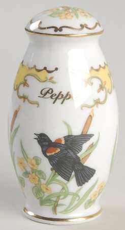 Birds and Blossoms-Spice Jars Pepper-Red Winged Black Bird - Spice Jar Set-Ind Jar-Motif 24