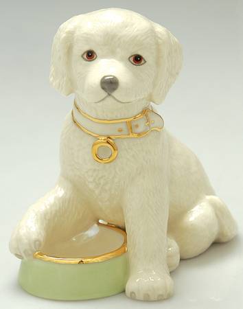 Classic Ivory Animals Puppy With Dish - Boxed