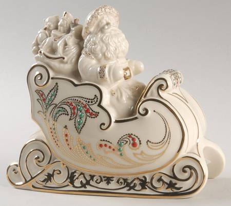 Dash Away All Figurines Santa  And Sleigh-Extra Design On Side - With Box