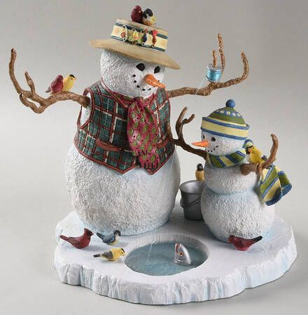 Lynn Bywaters Snowman Collection Fishing With Grandpa - No Box