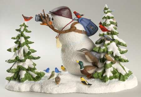 Lynn Bywaters Snowman Collection The Birdwatcher - No Box
