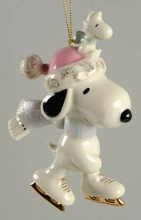 Whimsical Snoopy Ornaments Snoopy's Skating Friend-Pink - Boxed
