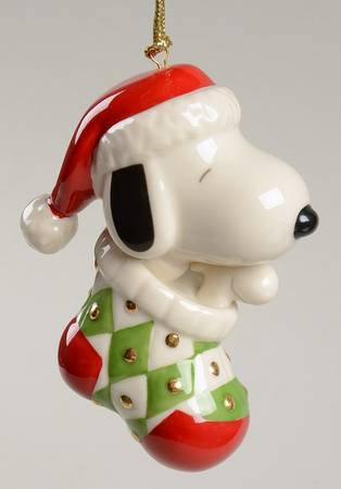 Whimsical Snoopy Ornaments Snoopy In Stocking-Red - With Box