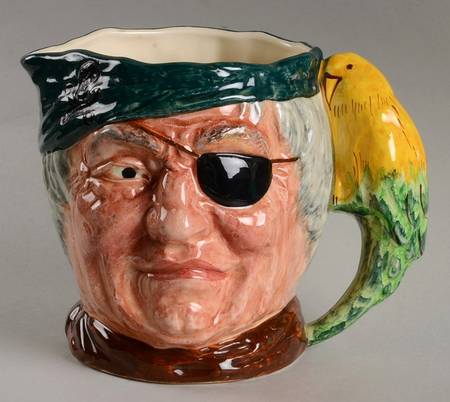 Character Jug Long John Silver-Green Head Wrap-Small - No Box