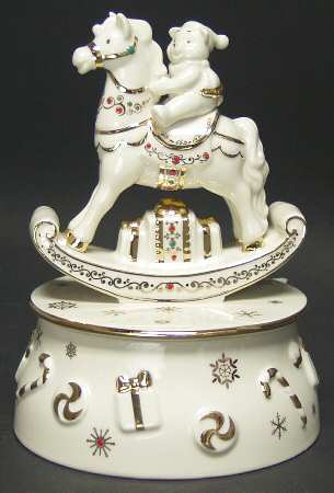 China Jewels Musicals Teddy On Rocking Horse-Winter Wonderland - Boxed