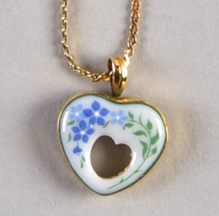 Lenox Jewelry Blue Floral Pierced Heart Necklace - Boxed